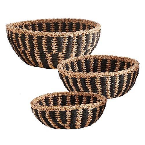 Black Stripe Bowl Basket - 3 Sizes