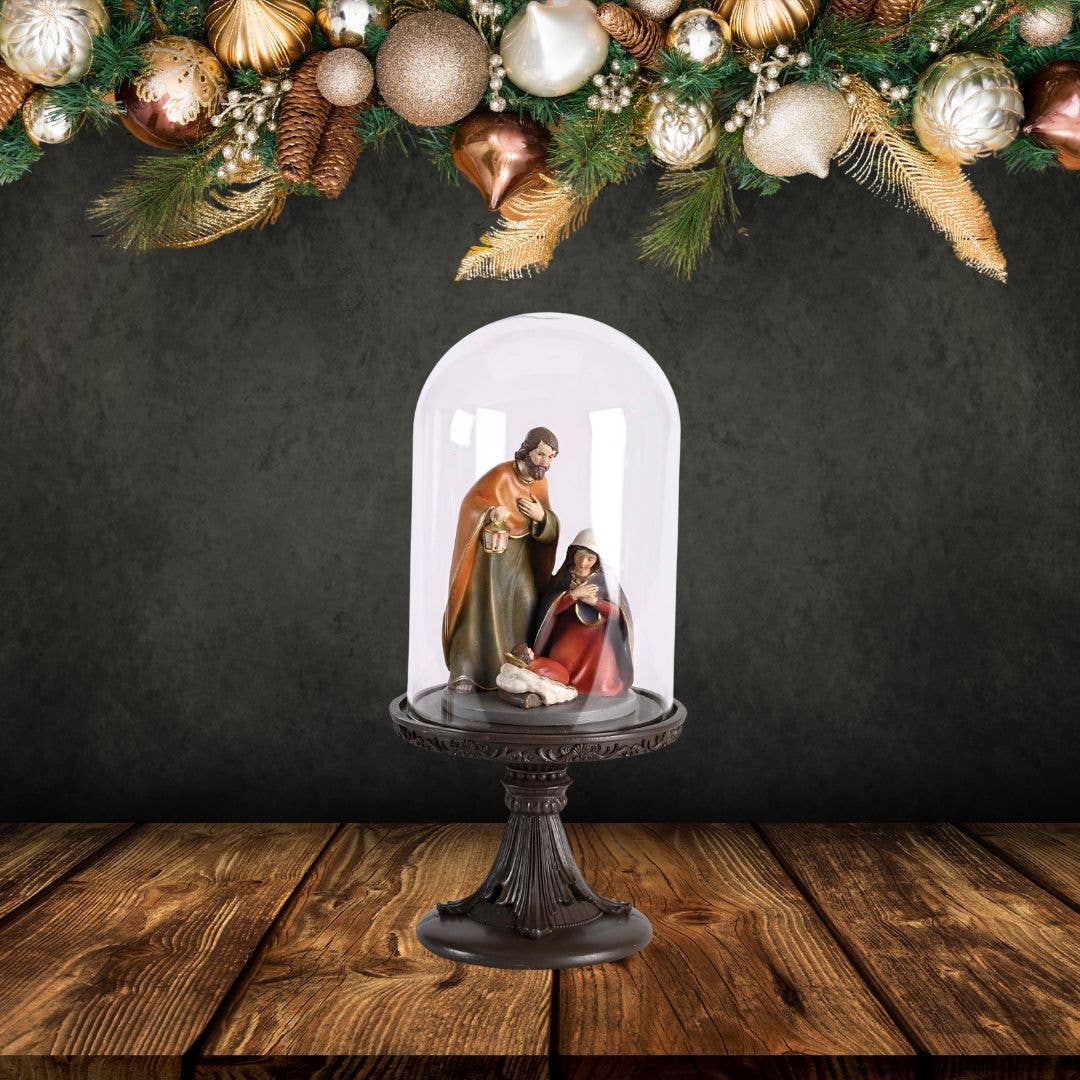 Nativity Holy Family in Glass Dome - 11.5"