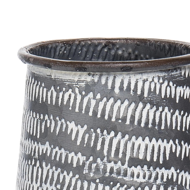 Debossed Gray metal Tall Dried Florals Vase - 16.25"
