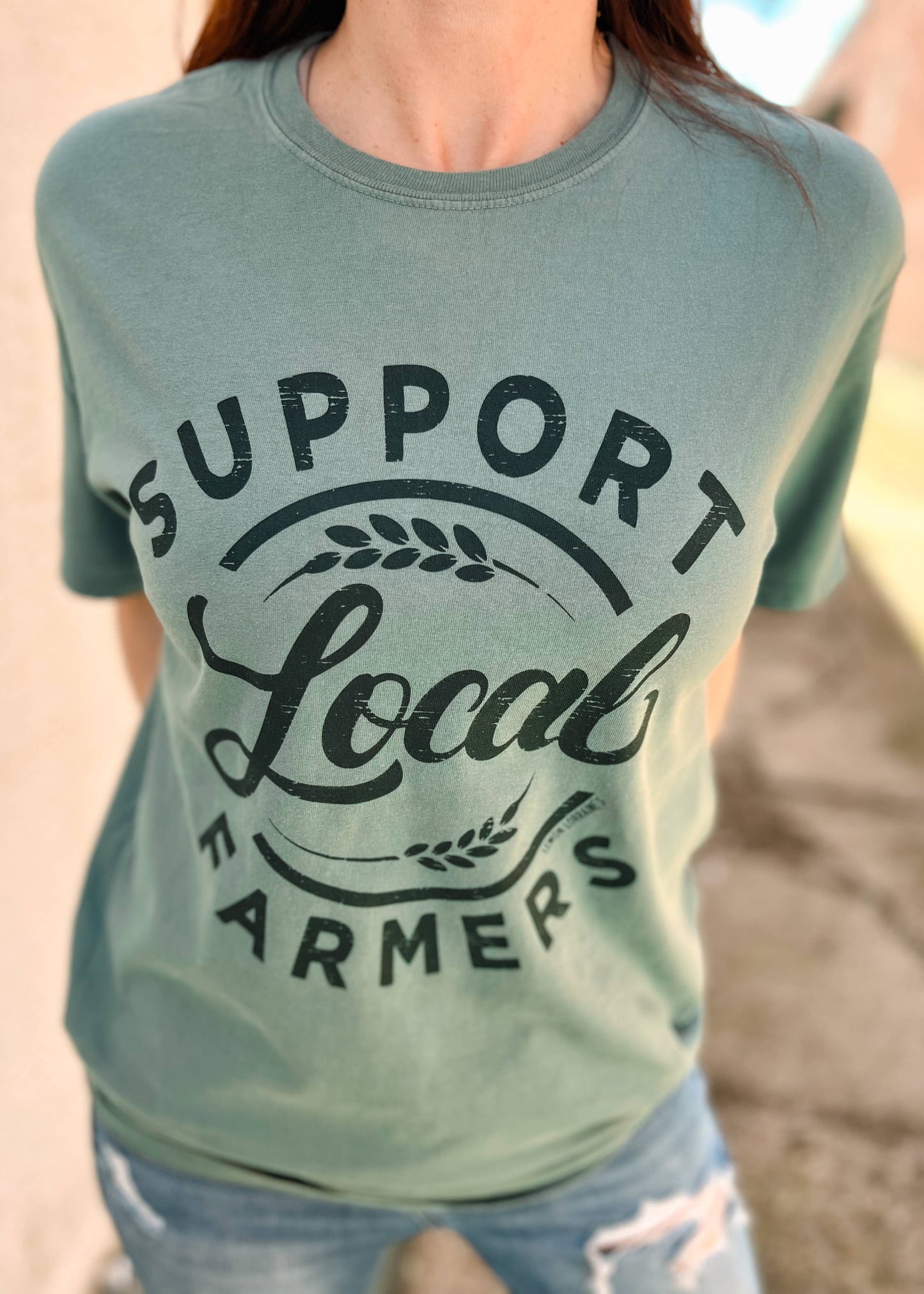 SUPPORT LOCAL FARMERS Cypress Green Graphic Tee