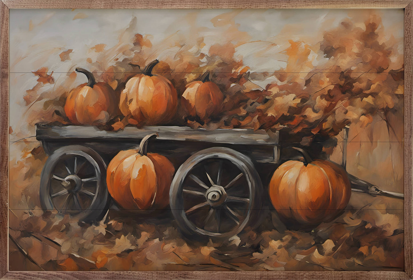 Pumpkins On Wagon - 5"x8"