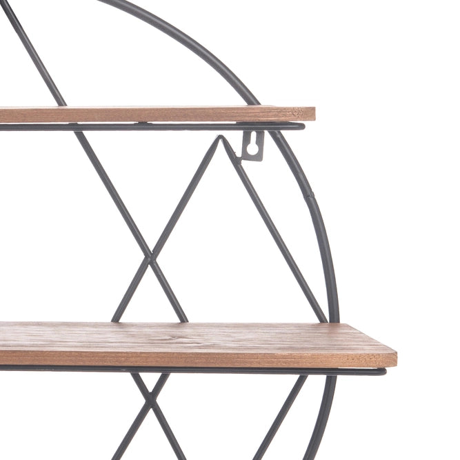 Diamond Farmhouse Round Shelf Metal And Wood