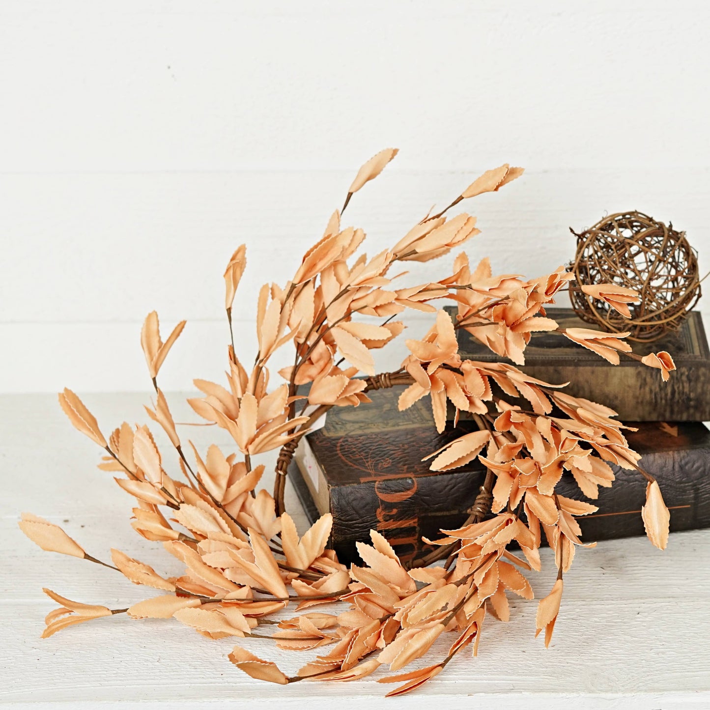 Tea-Stained Herb Leaves Wreath - 18"