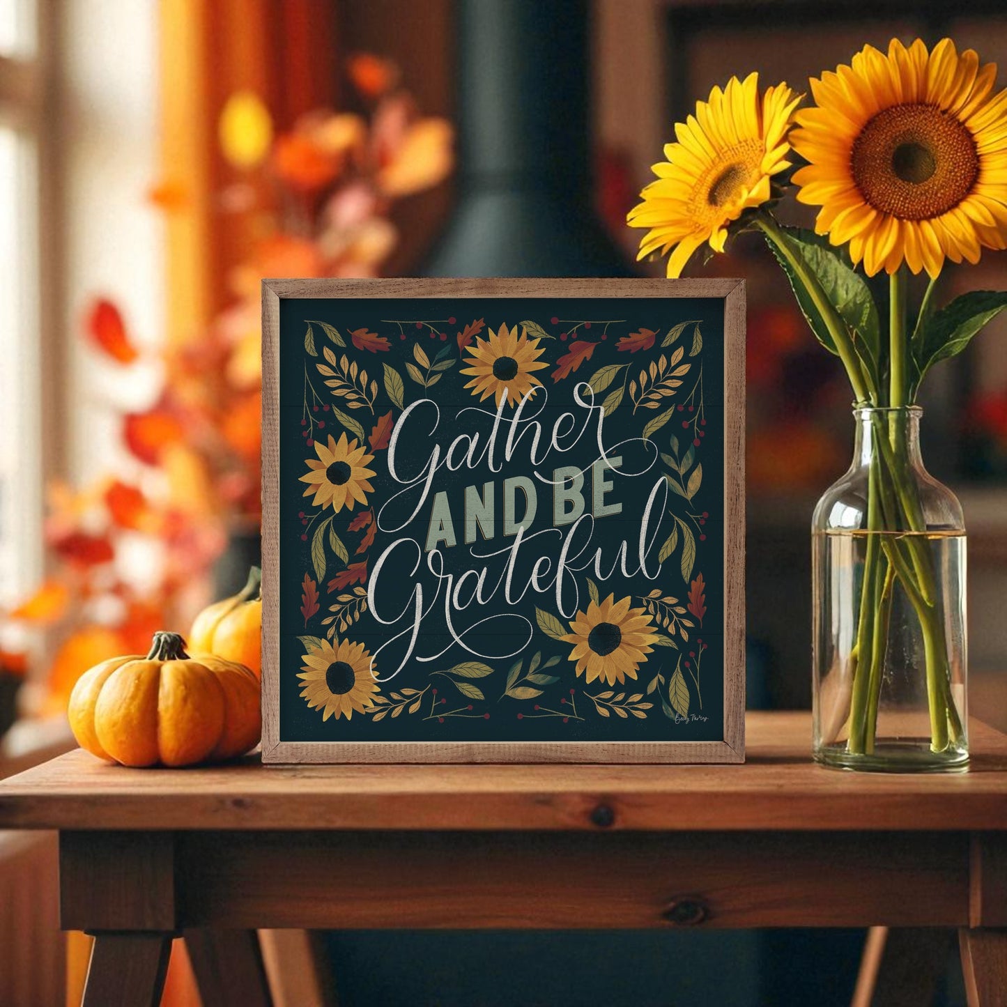 Gather and be Grateful Sign - 12"x12"