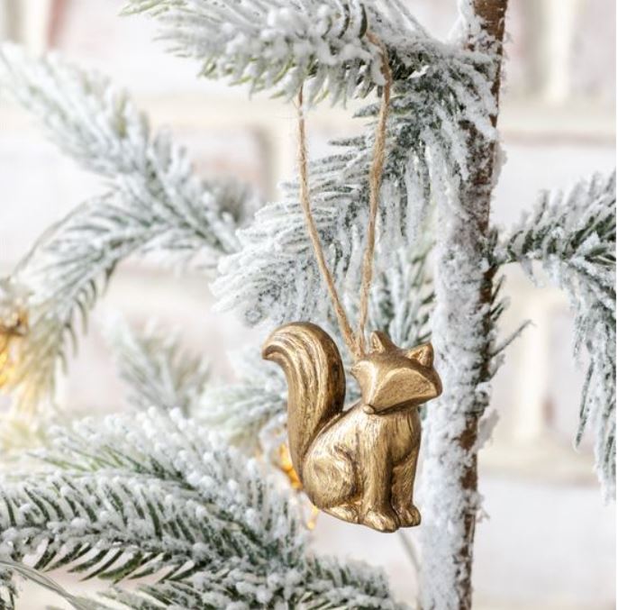 Gold Sitting Fox Ornament - 2.75"