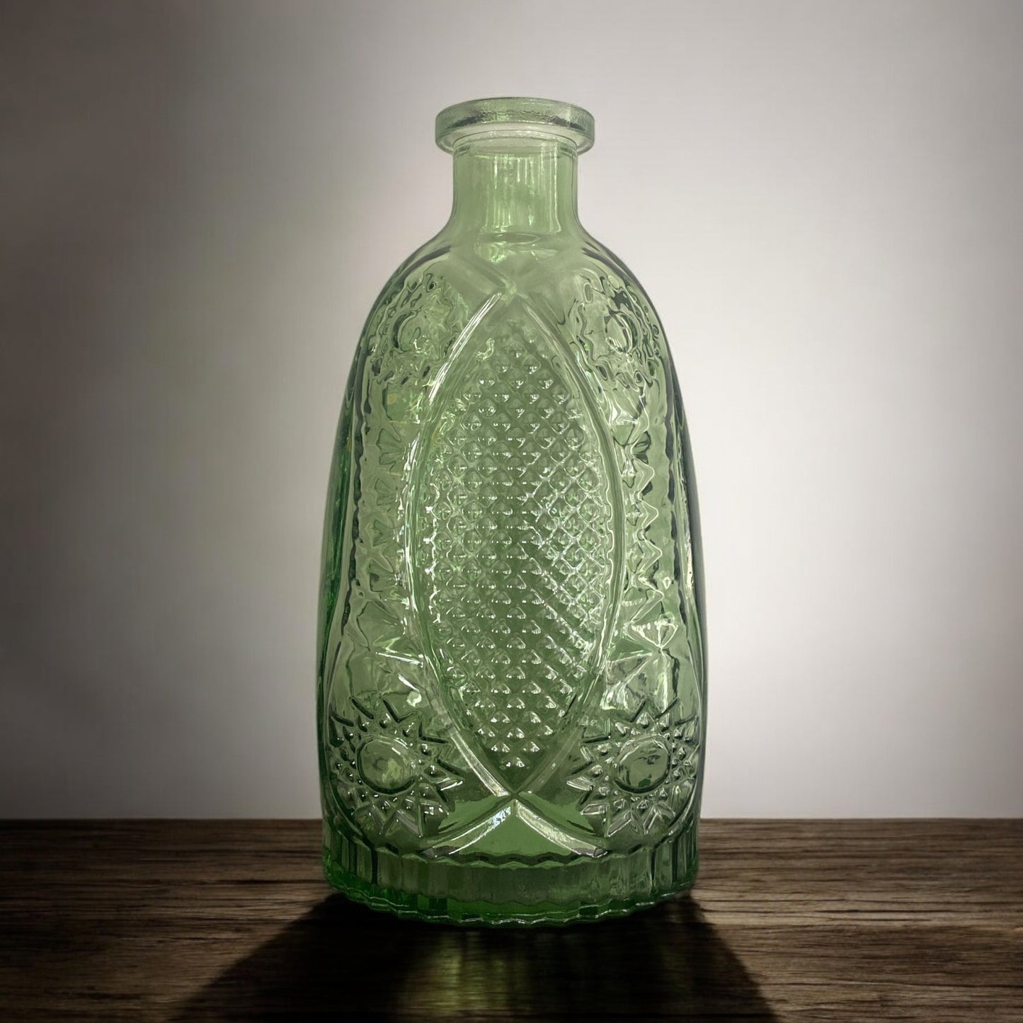 Ornate Glass Bottle Vase - 8.5"