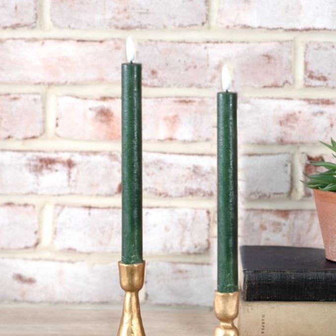 Green LED Taper Candle Set w/ Timer
