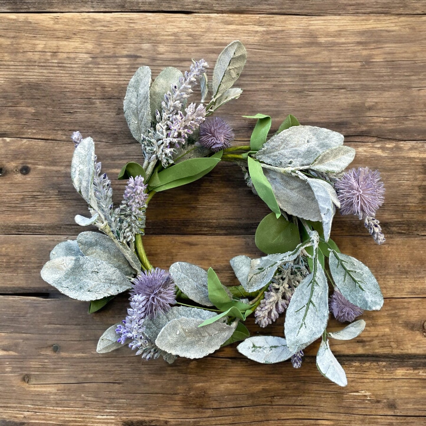 Lavender Lamb's Ear Candle Ring - 4.5"