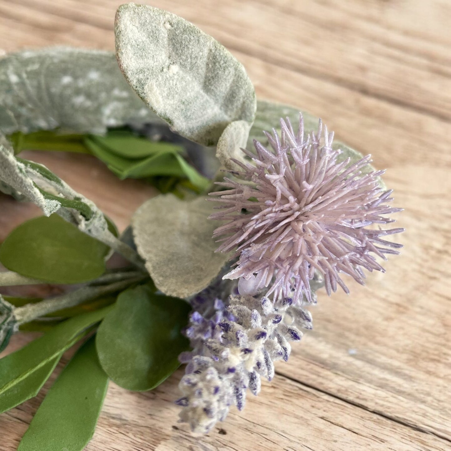 Lavender Lamb's Ear Candle Ring - 4.5"