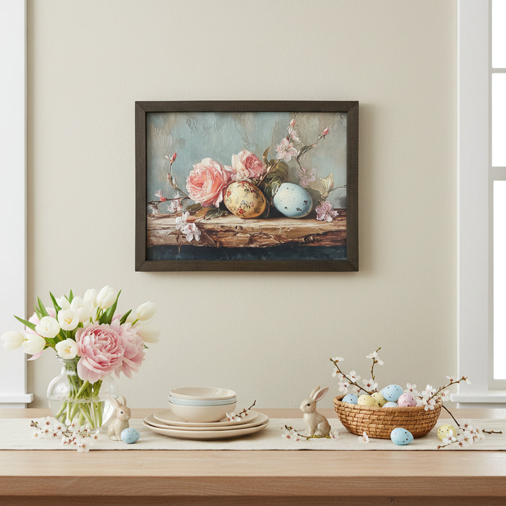 Elegant Floral Egg Art - 12"x16"
