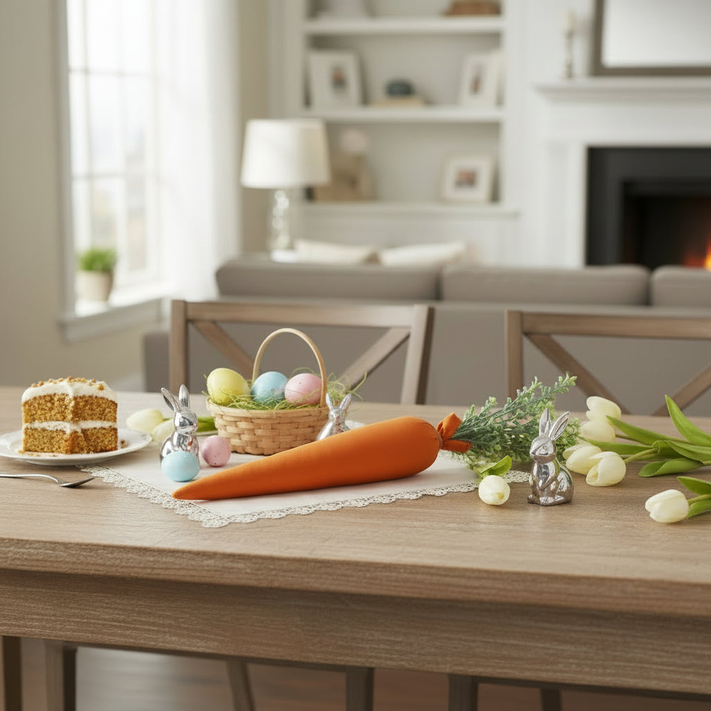 Large Stuffed Carrot with Boxwood Stem - 24"