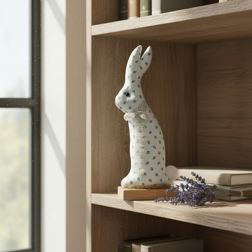 Patterned Standing Bunny on Domino - 10"