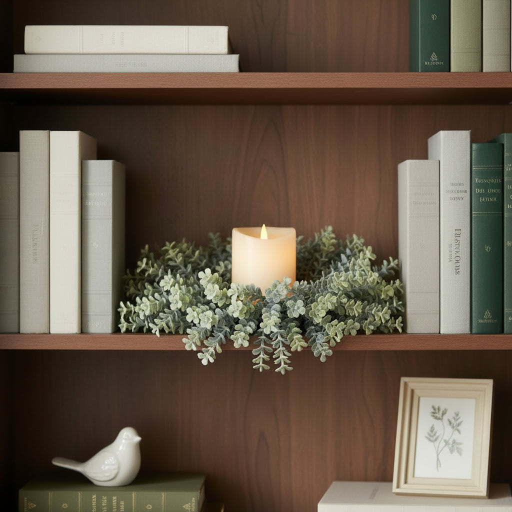 Thin Boxwood Candle Ring - 3"