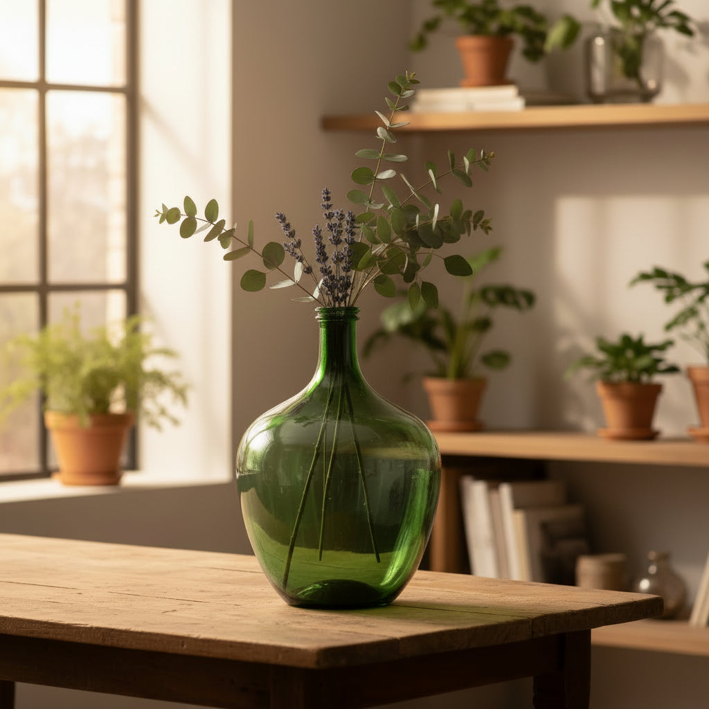 Large Green Glass Bottle - 17"