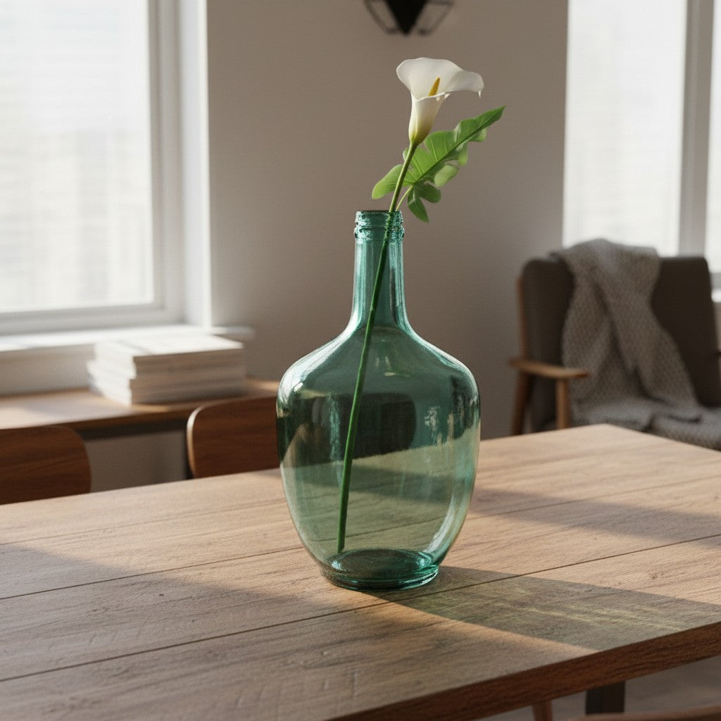 Bluish Blush Glass Bottle Vase - 13"