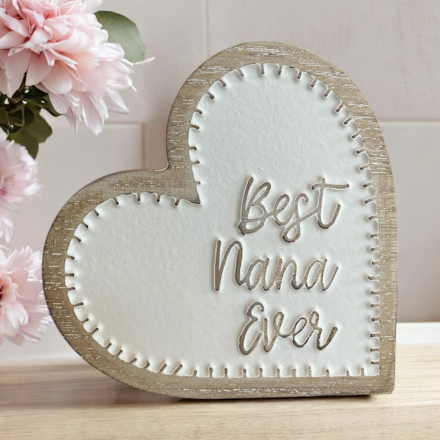 Best Nana Ever Whitewashed Heart