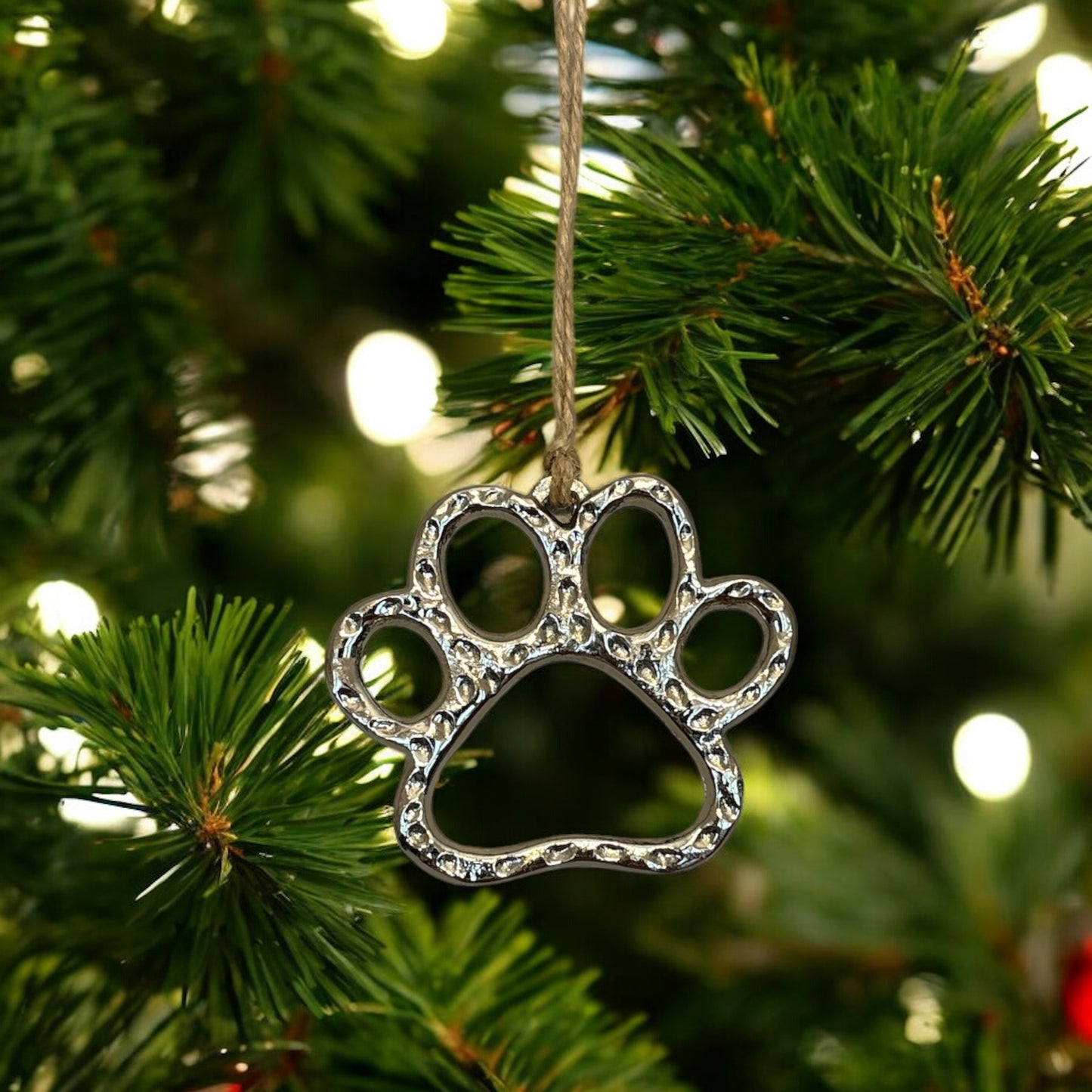 Silver Dog Paw Ornament - 3"