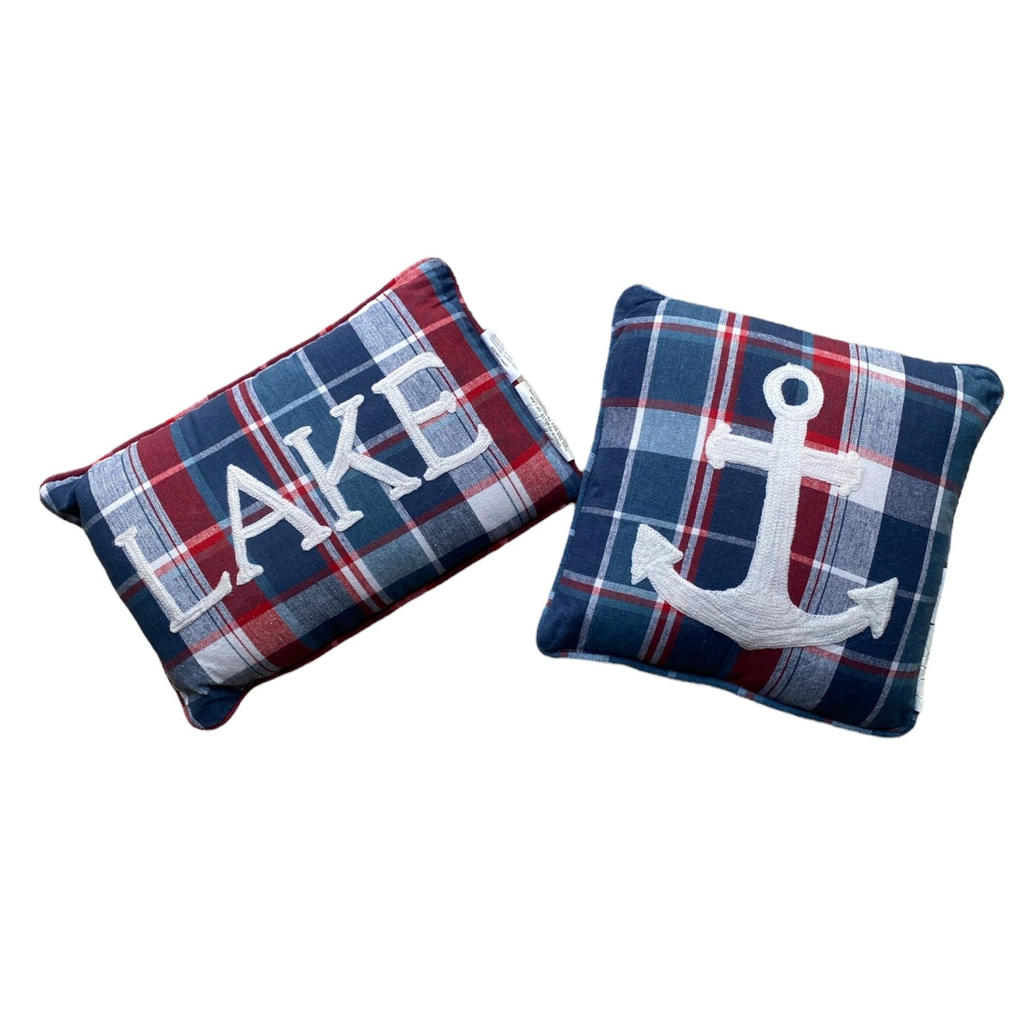 Picnic Plaid Lake Embroidered Pillow - 8"x12"