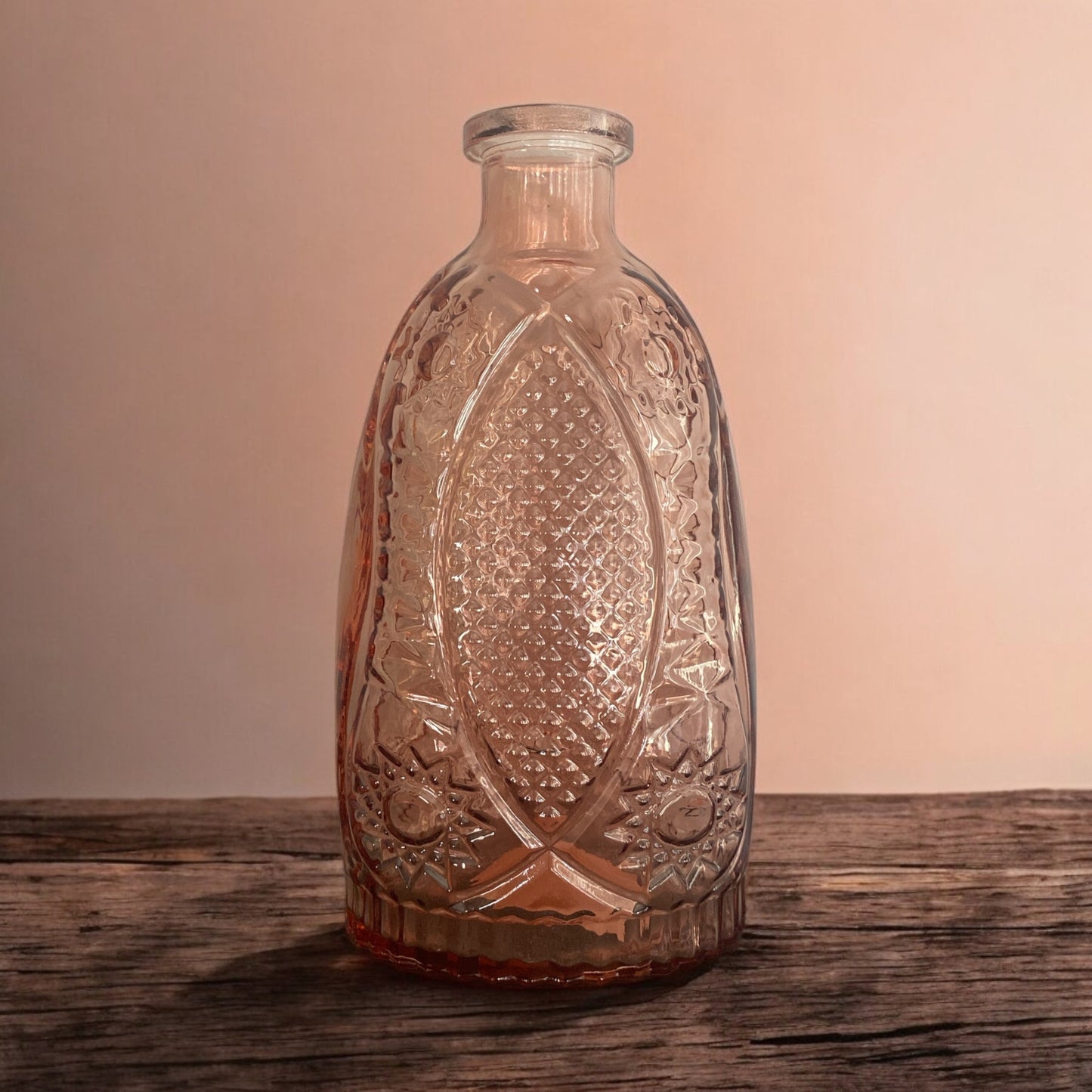 Ornate Glass Bottle Vase - 8.5"