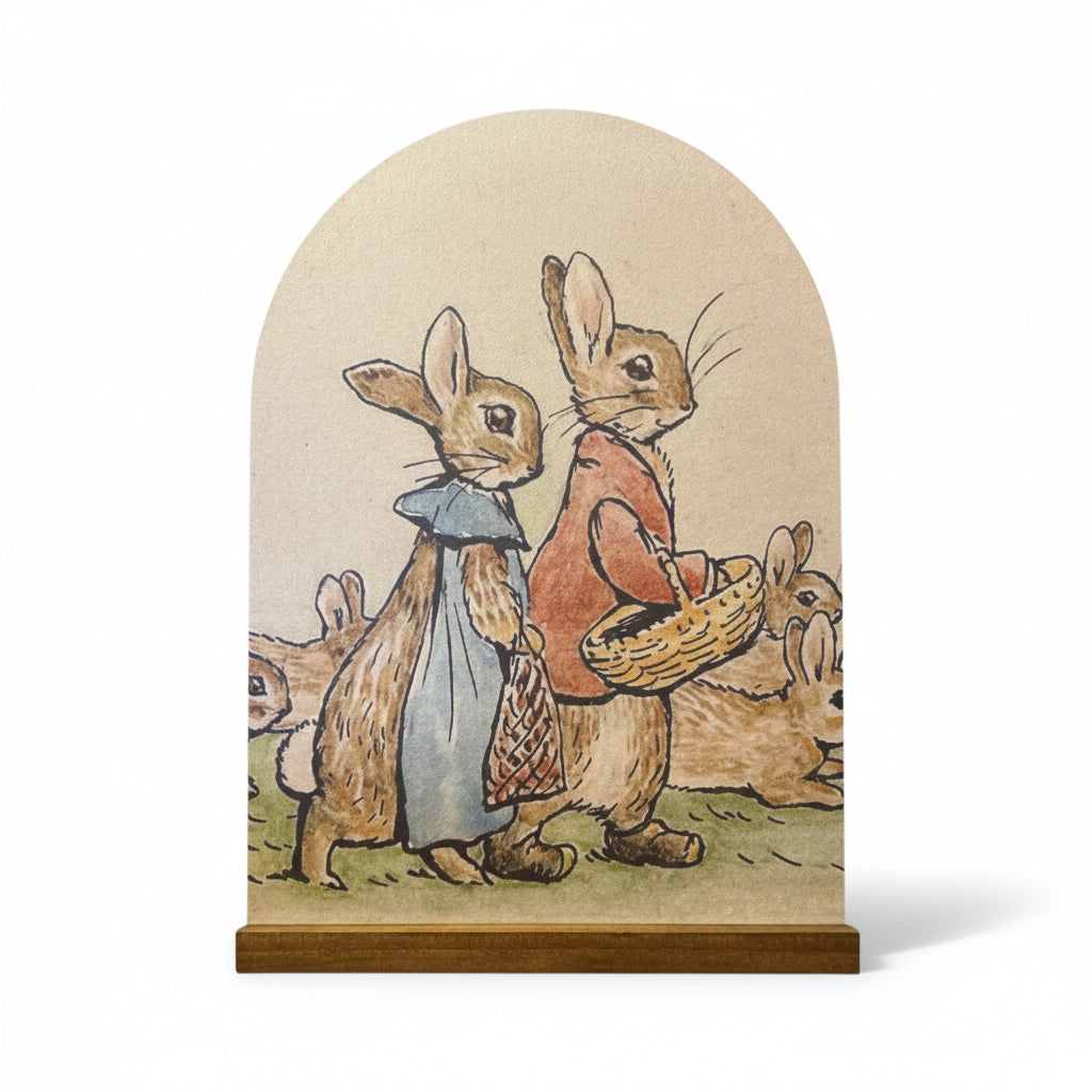 Bunnies Vintage Inspired Arch with Base - 11"x16"