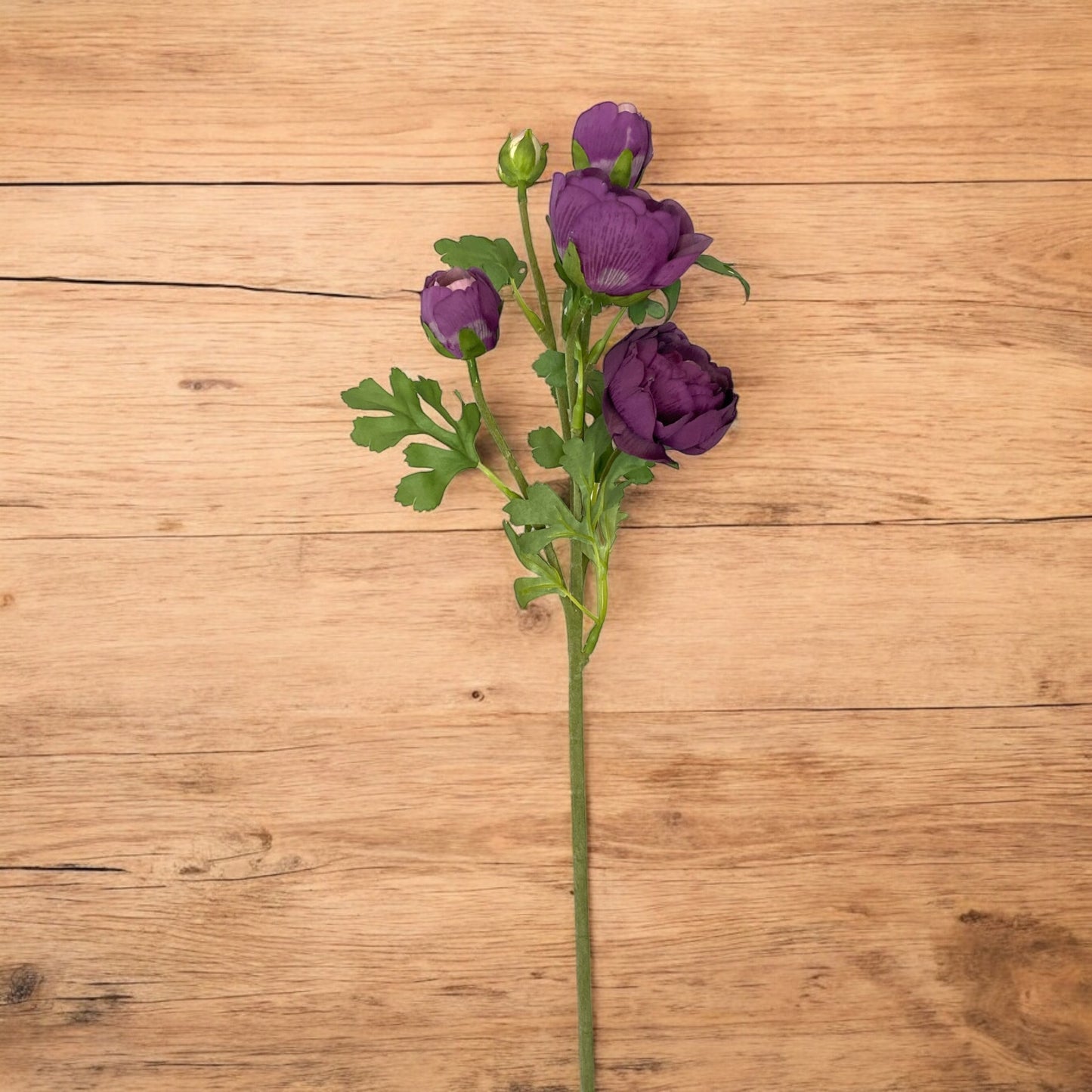 Real Touch Deep Purple Ranunculus Stem - 21.5"