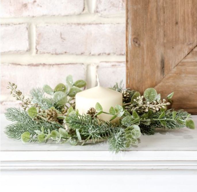 Mixed Green and Silver Candle Ring - 5"