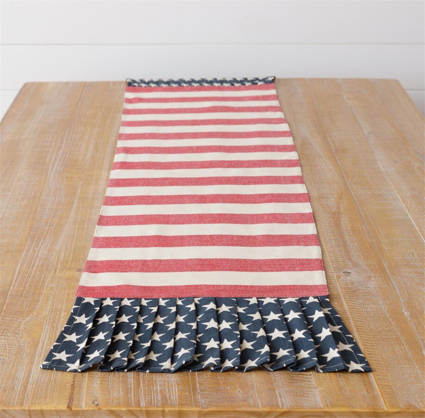 Stars And Stripes With Ruffle Table Runner - 65"