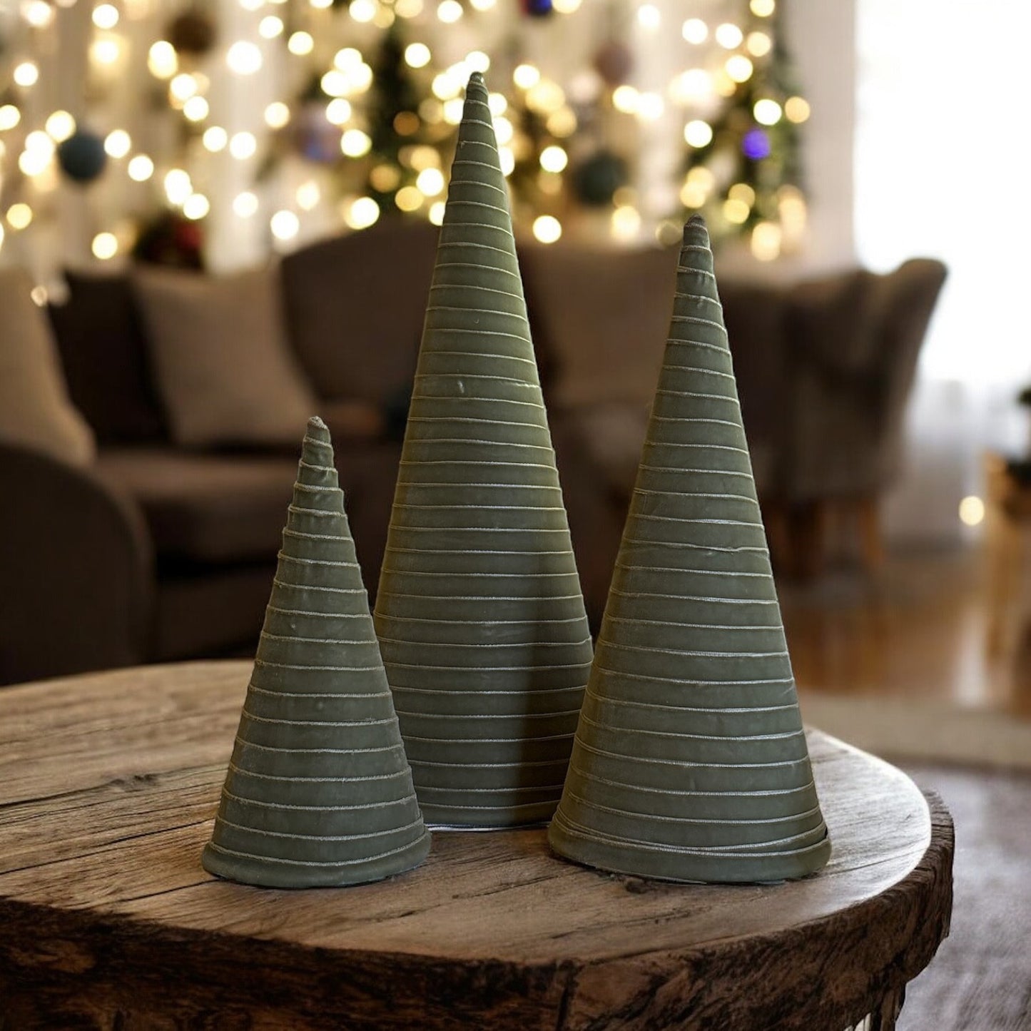 Velvet Cone Trees, Set of 3