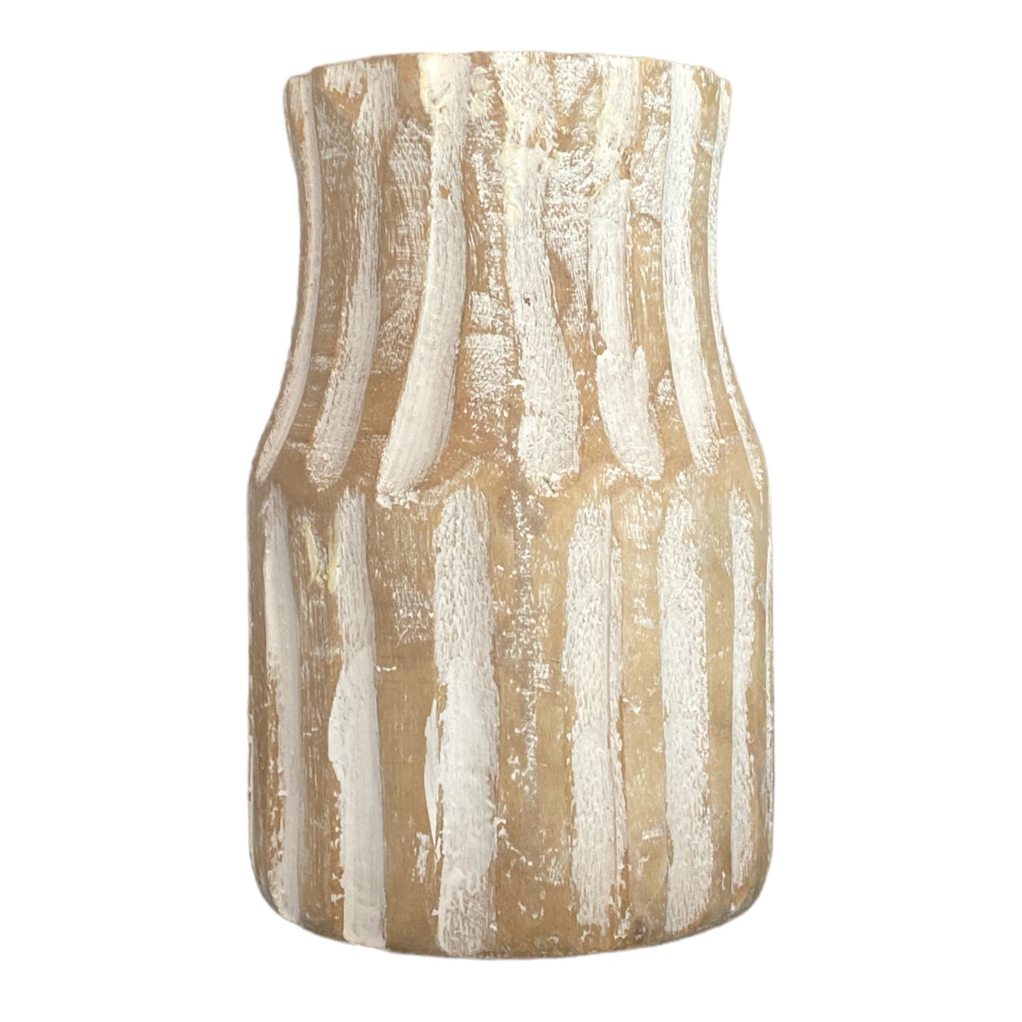 White Washed Carved Vase - 9.45"