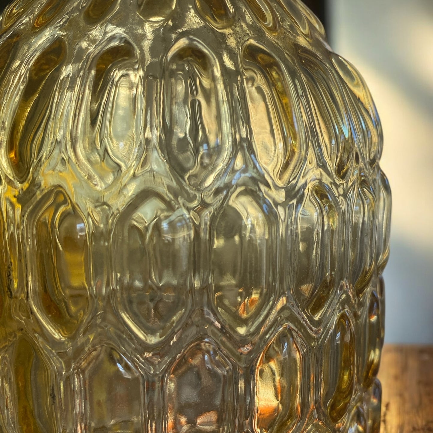 Narrow Mouth Textured Yellow Glass Vase - 8"