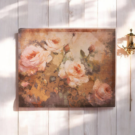 Tea Roses Canvas Wall Art - 18"x15"