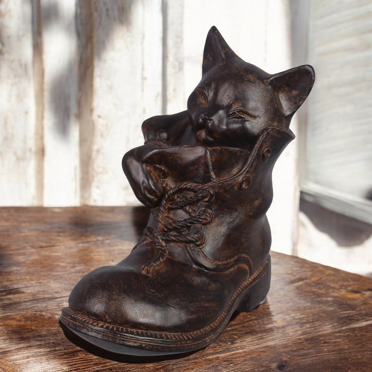 Resin Cat in Boot