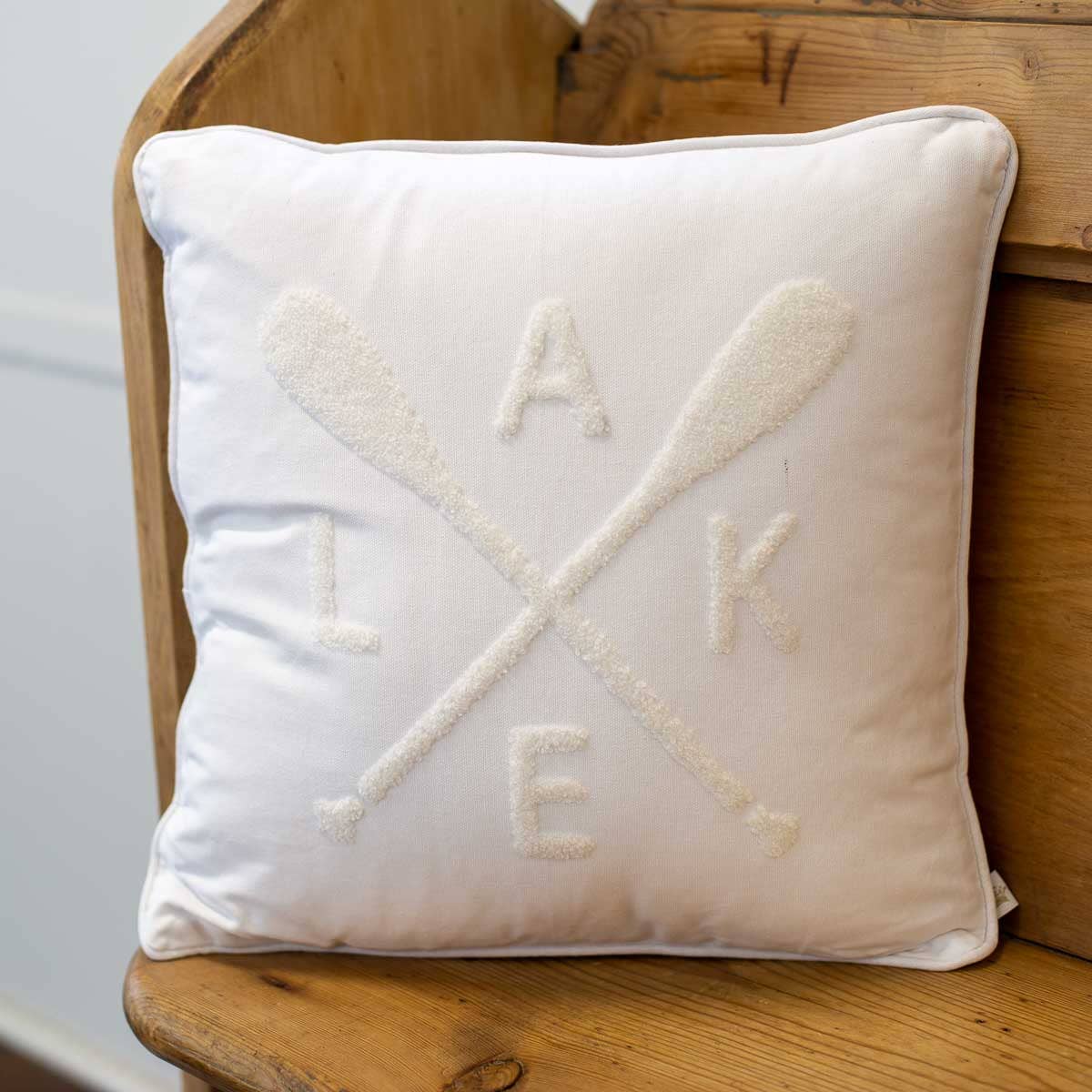 Lake Embroidered Pillow - White - 16"x16"