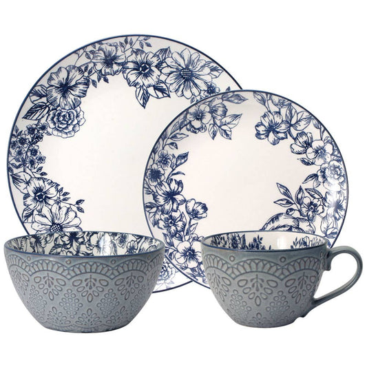 Pfaltzgraff Gabriela Blue 16Pc Dinnerware Set