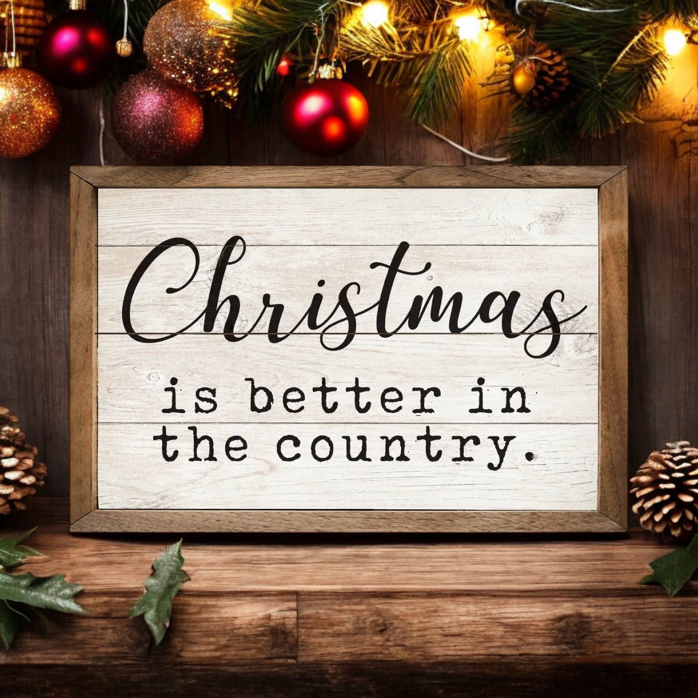 Christmas In The Country Sign - 16”x10”