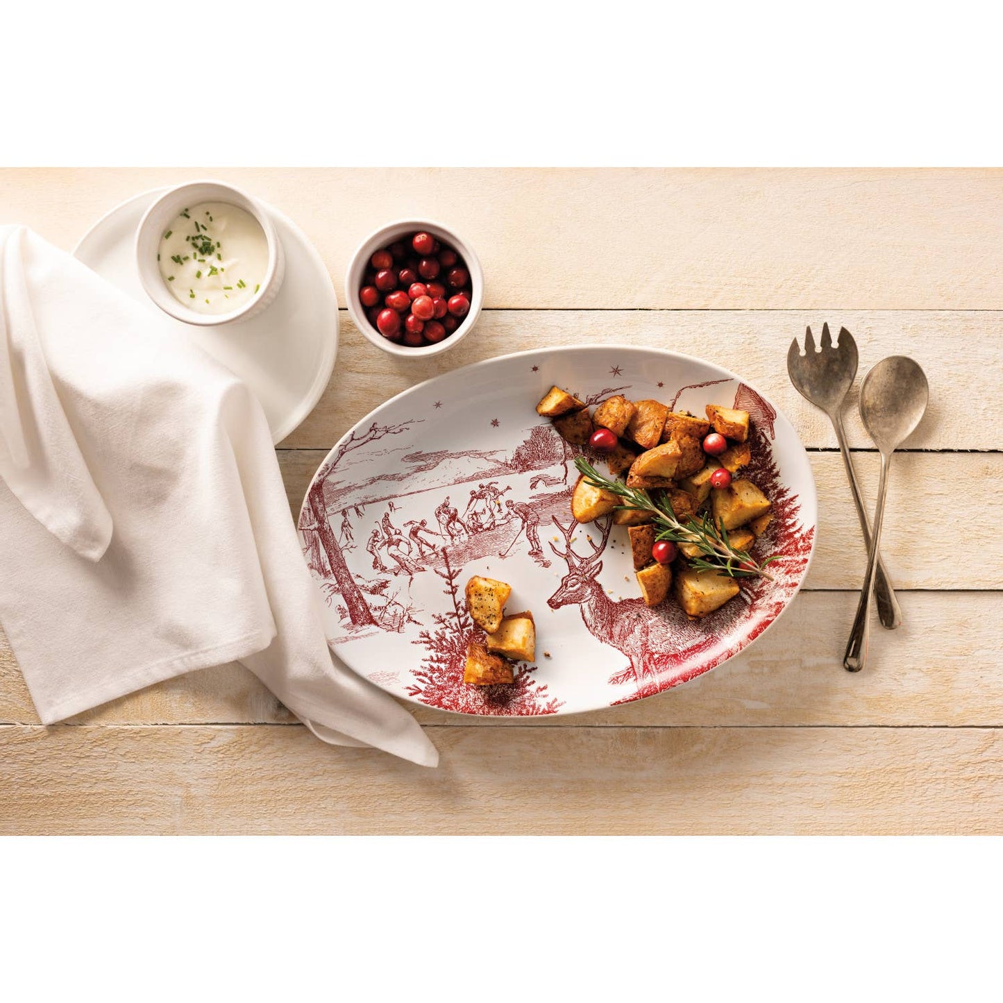 Winter Toile Christmas Serving Platter - 14"