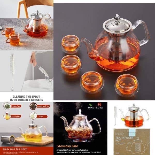 Glass Tea Infuser Pot - 40oz