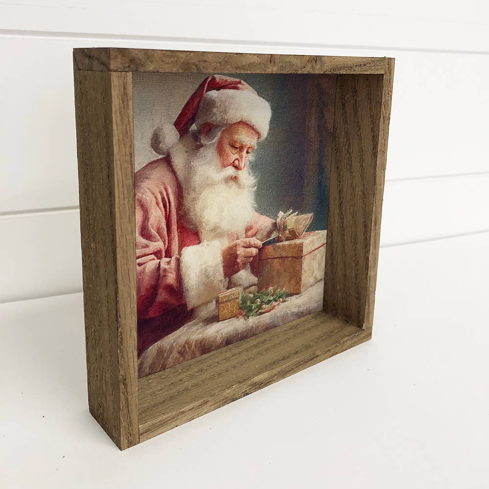 Vintage Santa Looking Through List - 11"x11"