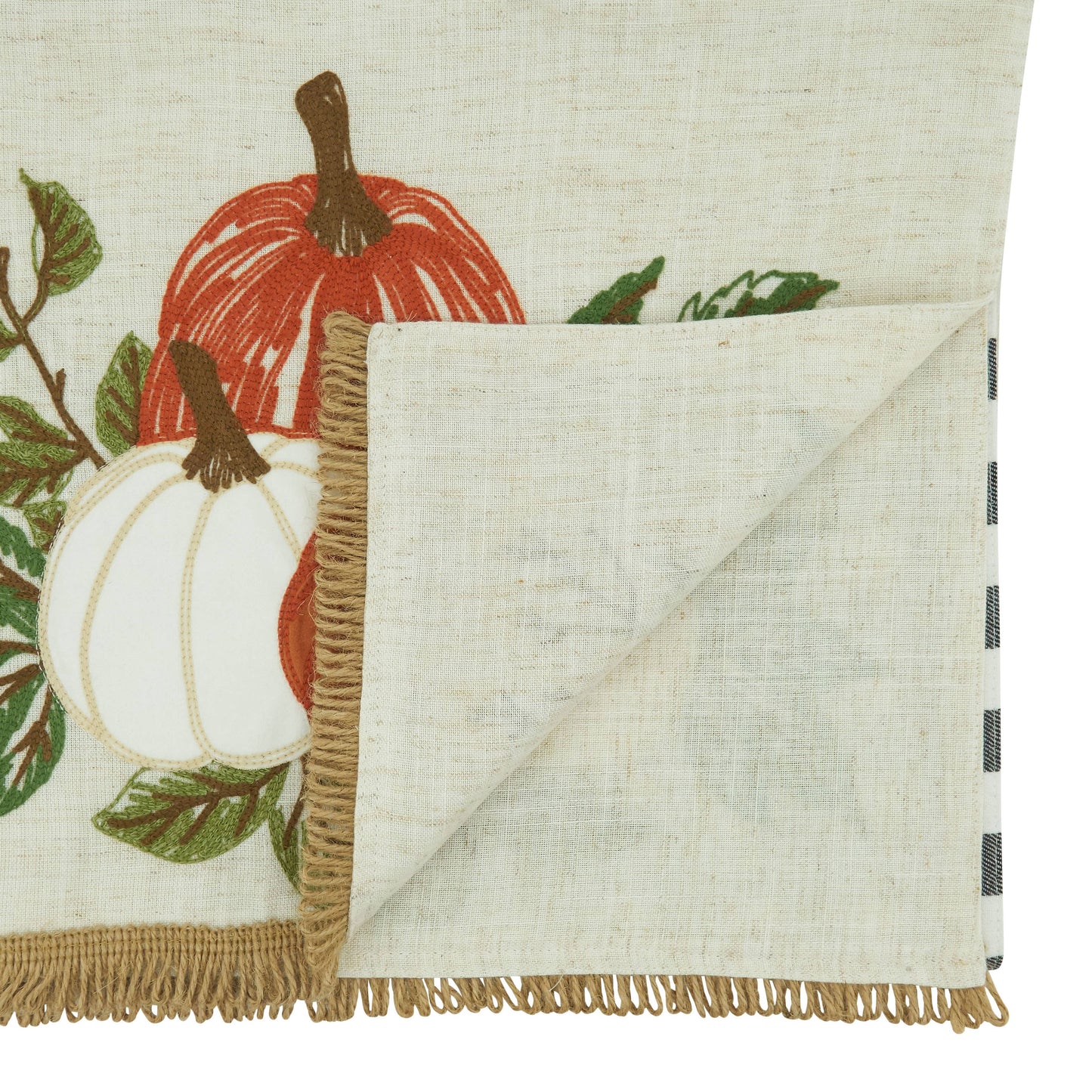Plaid Embroidered Pumpkins Runner - 16"x70"