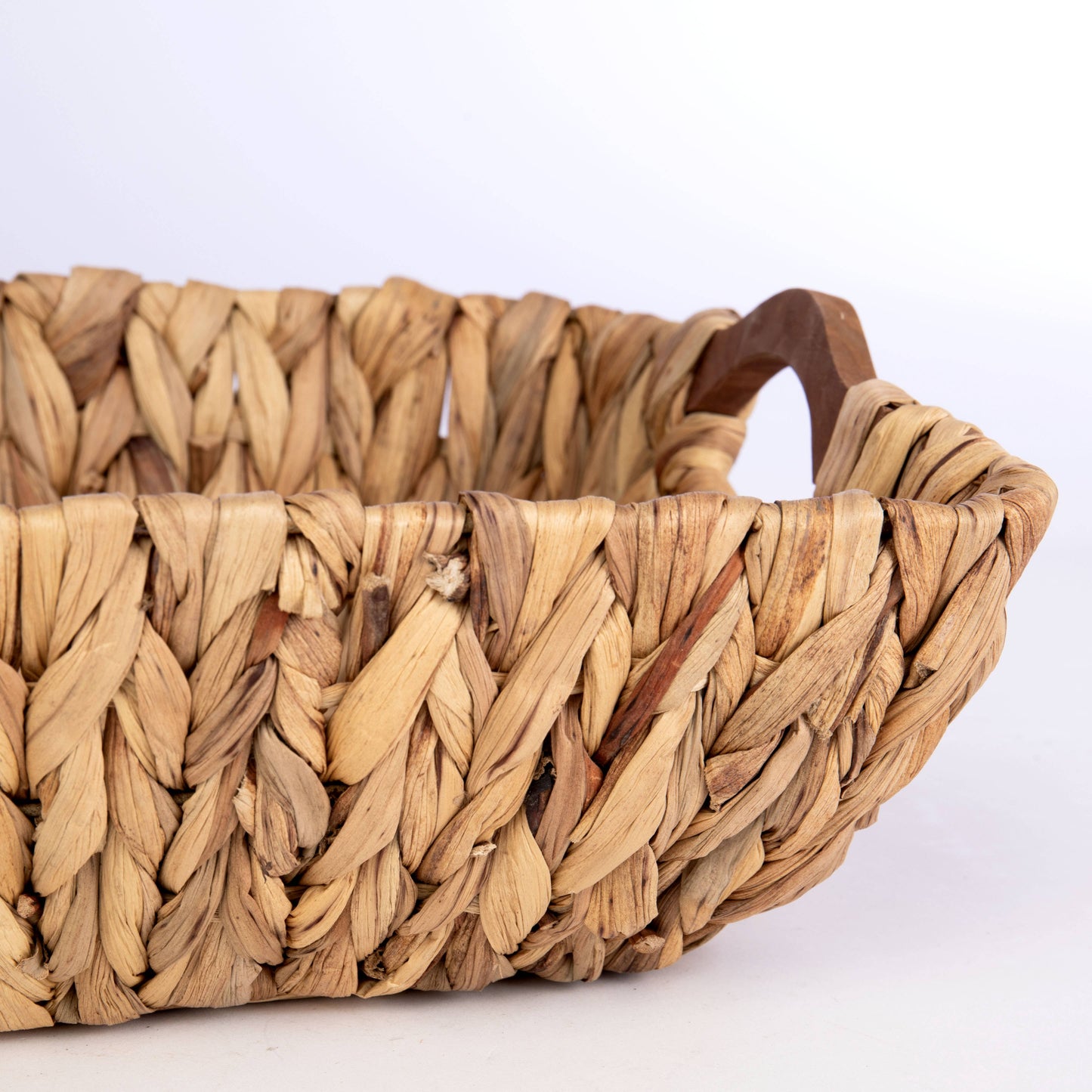 Square Hyacinth Tub with Wood Inset Handles - 12"