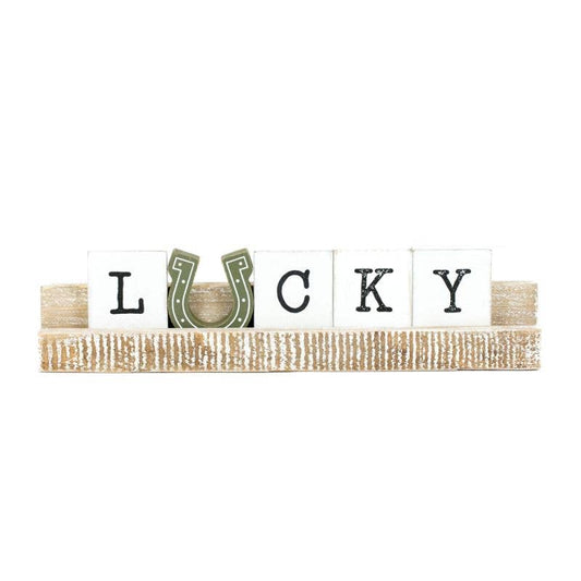 Wooden Scrabble LUCKY Tray - 10”x2”