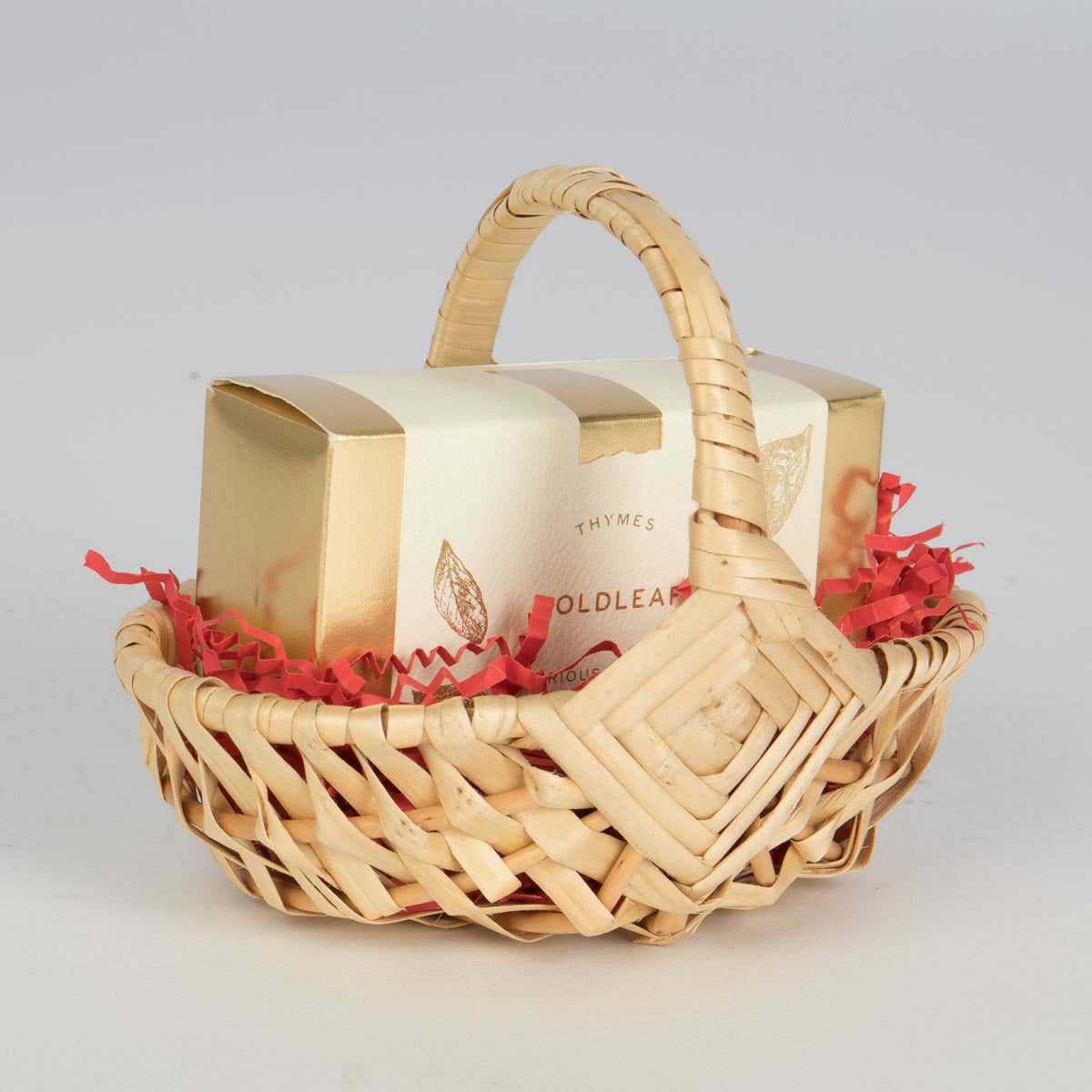 Tiny White Willow Basket with Handle - 6"