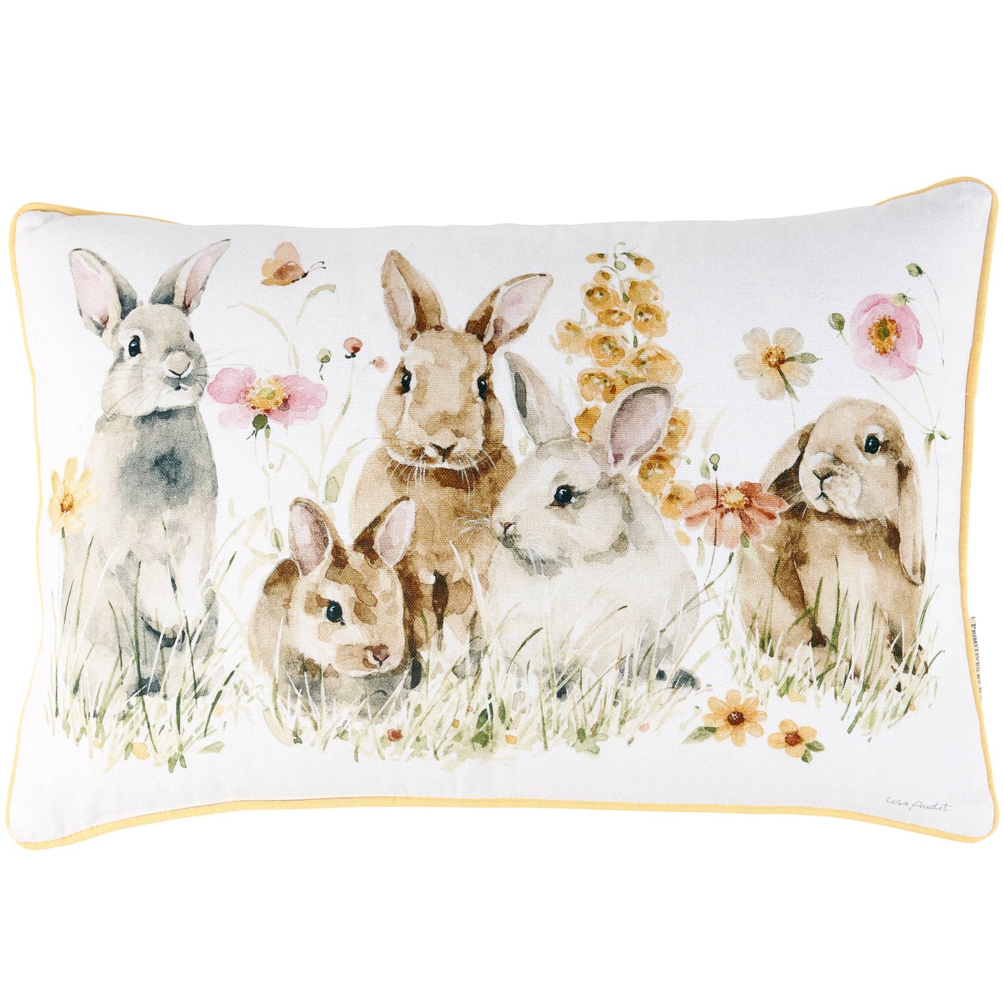 Flower Bunnies Pillow - 18"x12"