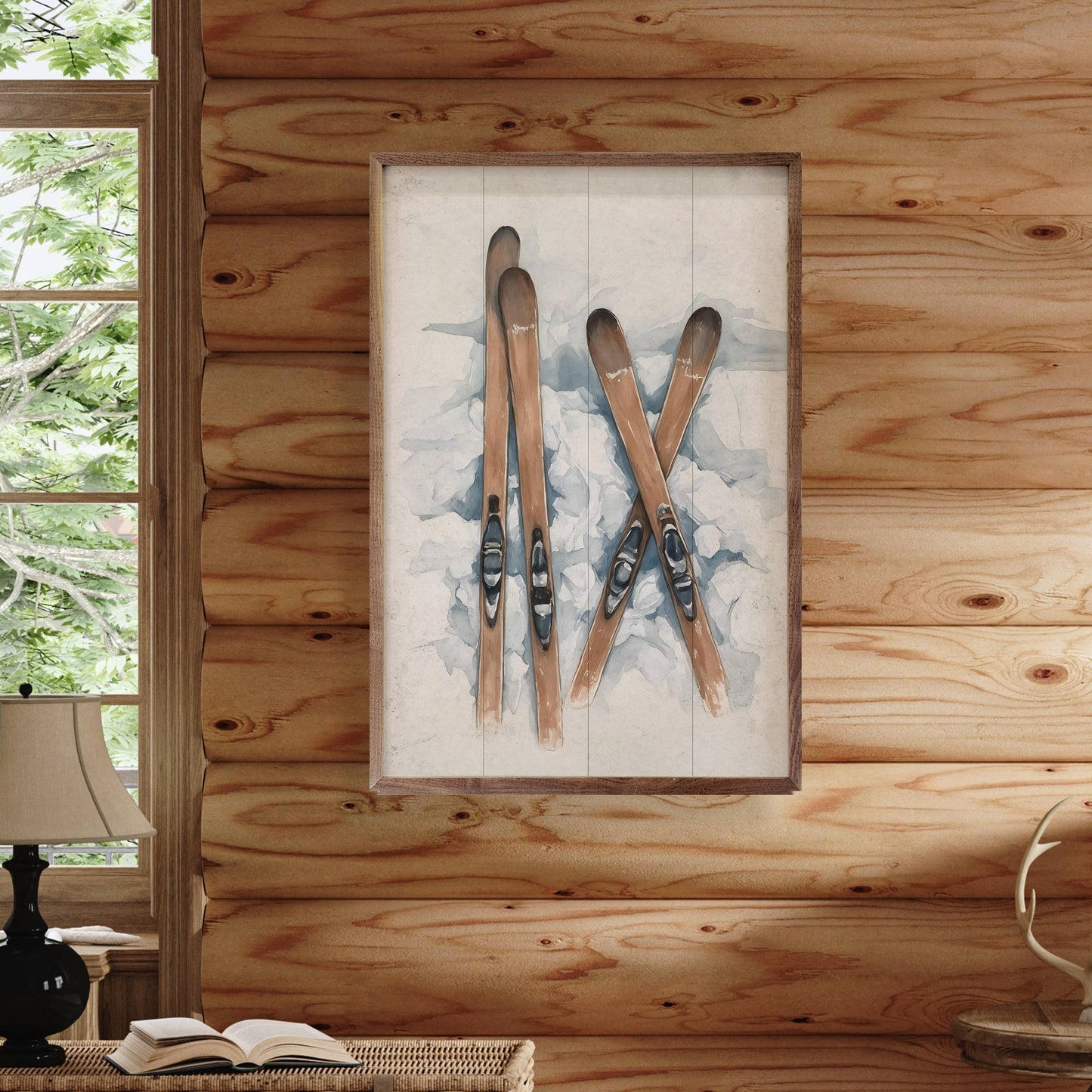 Pair of Skis in the Snow Artwork - 16"x24"