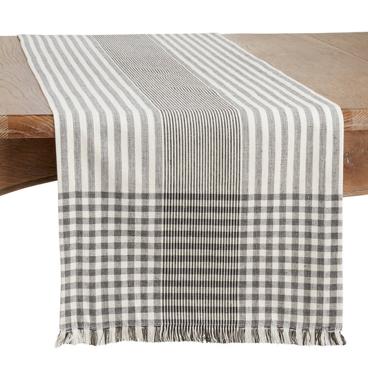 Black & White Stripe Runner - 16"x72"