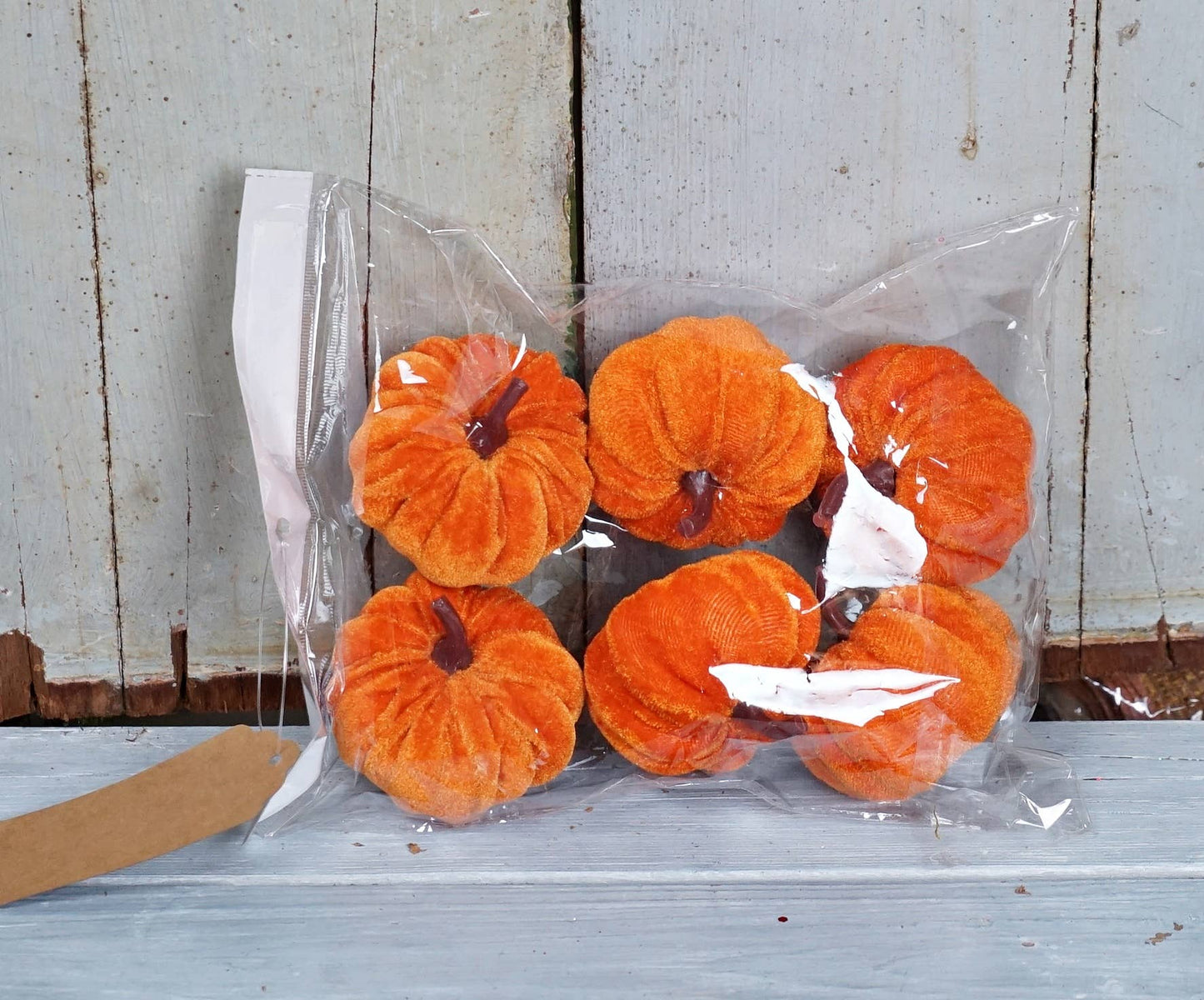 Mini Velvet Orange Pumpkin Bag of 6 - 2.5"