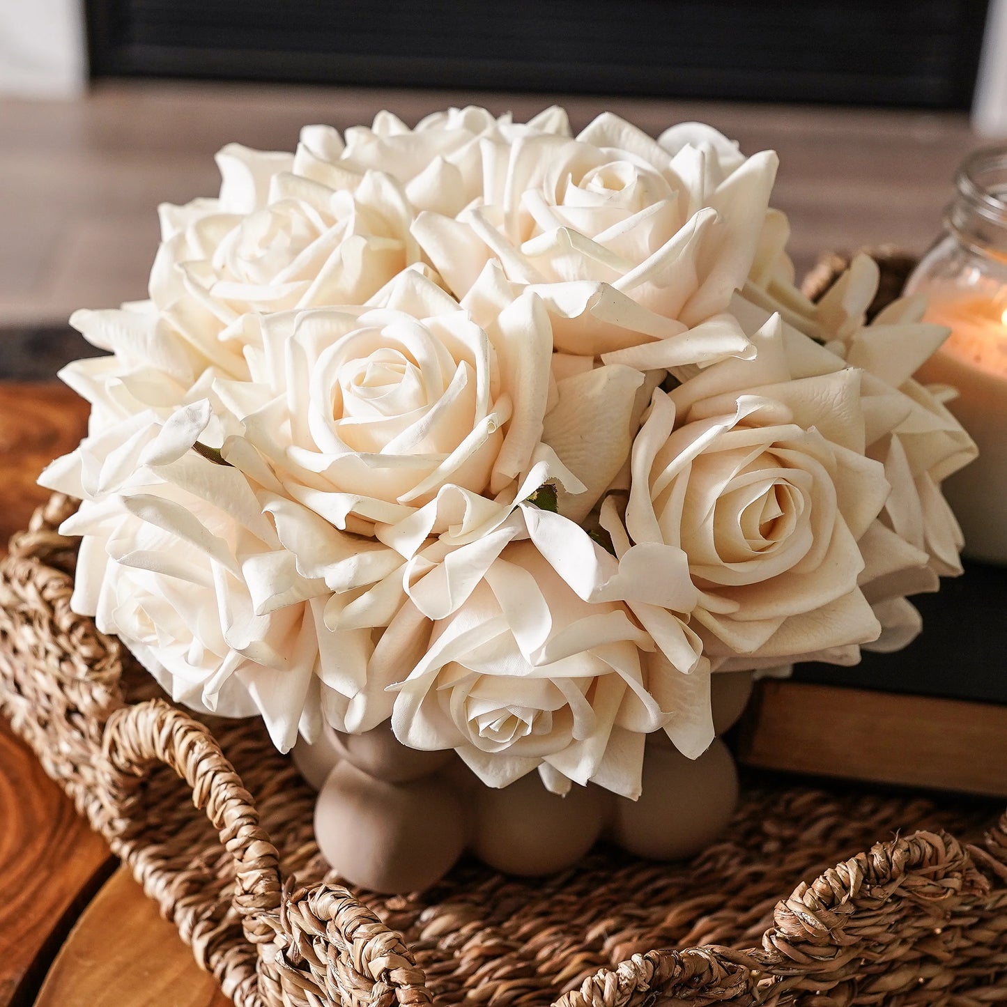 Real Touch Dutchess White Rose Stem - 18"