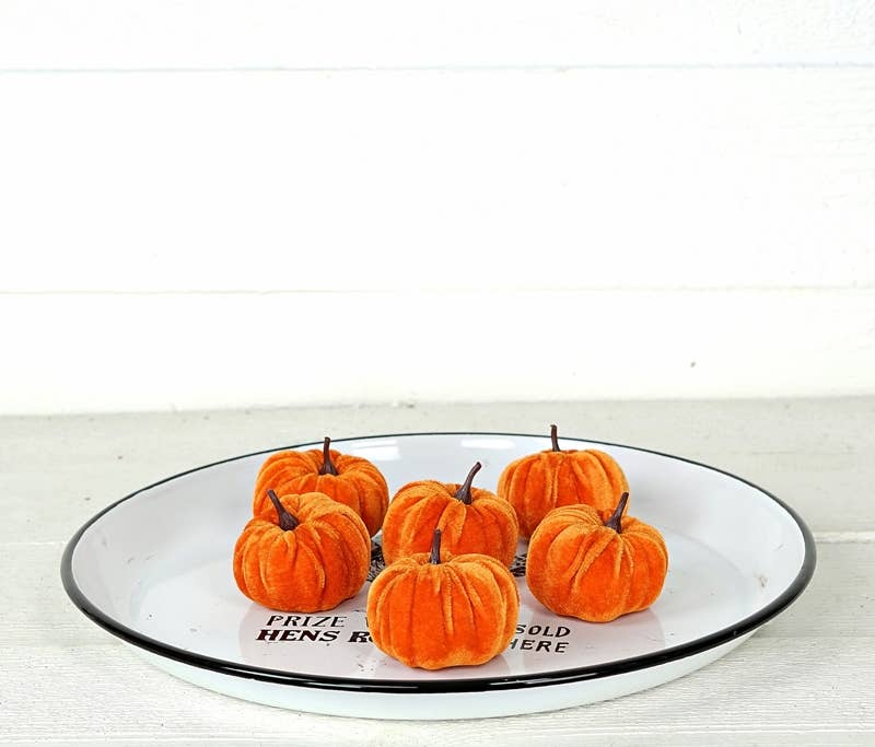 Mini Velvet Orange Pumpkin Bag of 6 - 2.5"