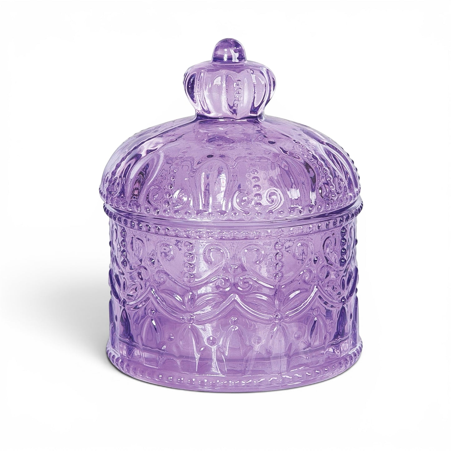Lavender Purple Glass Keepsake Box - 3.5"