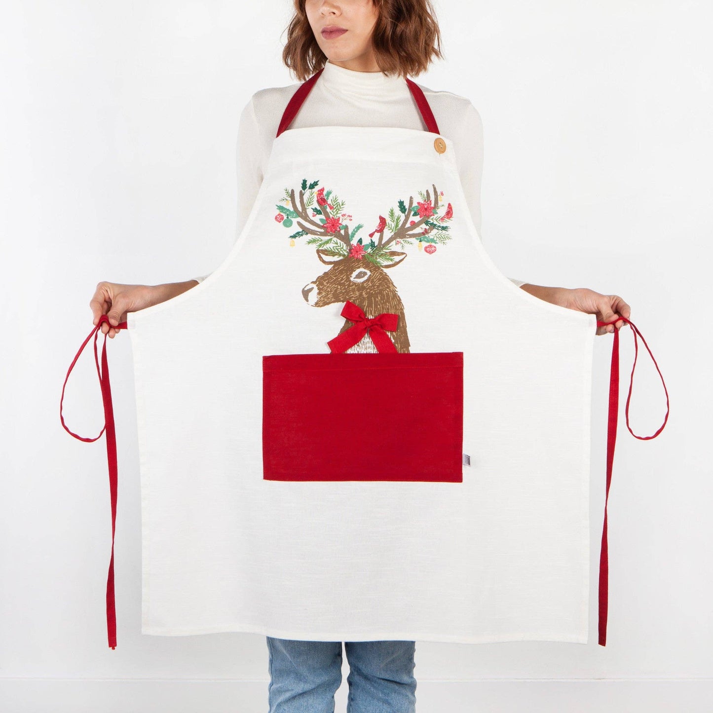 Dasher Deer Christmas Spruce Apron